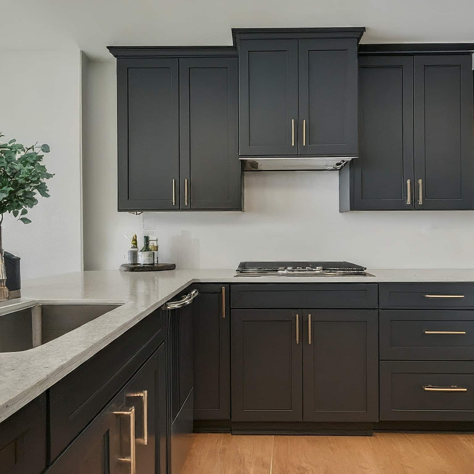 Black shaker-style cabinetry