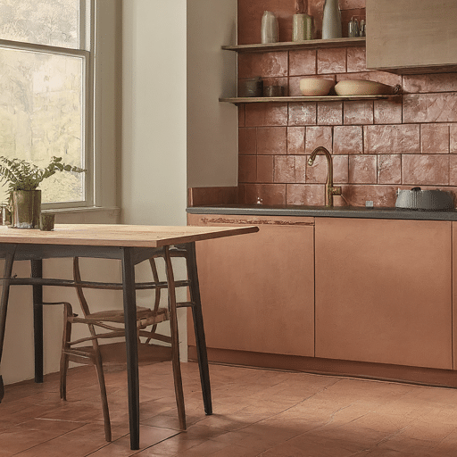 Natural terracotta tiles add warmth to a Mediterranean kitchen