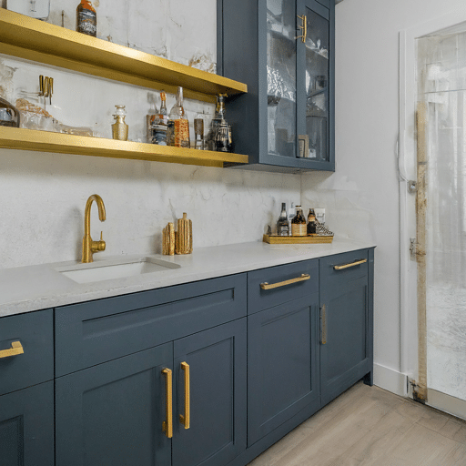 Modern wet bar with a metallic touch for a luxurious look